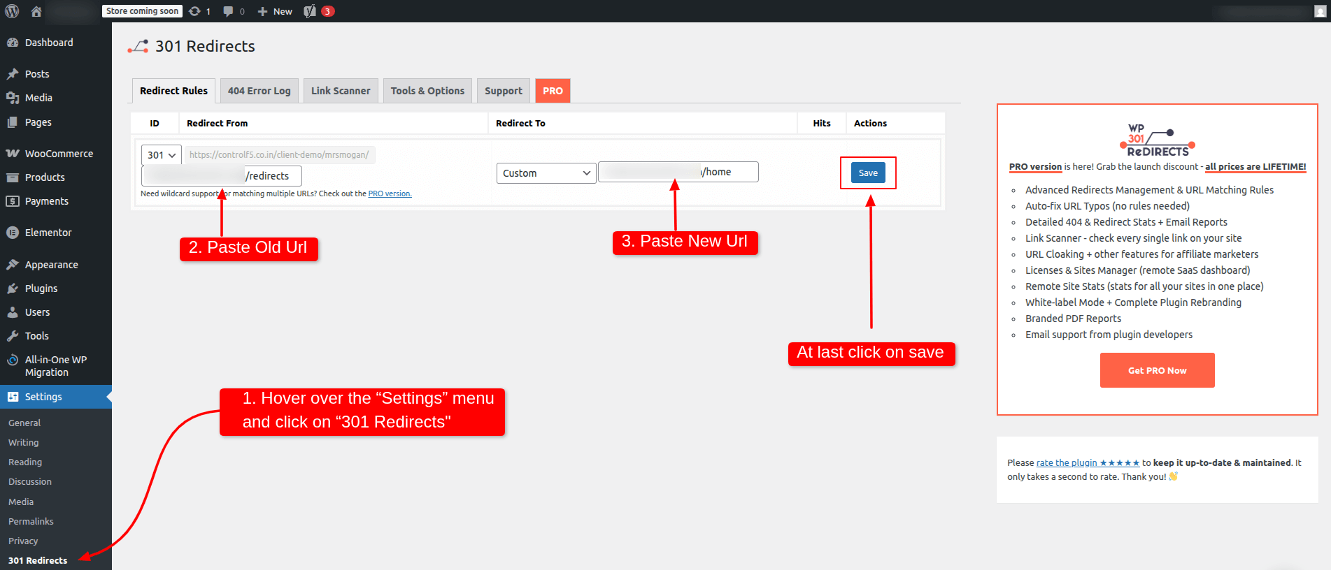 301 Redirects urls for seo preservation