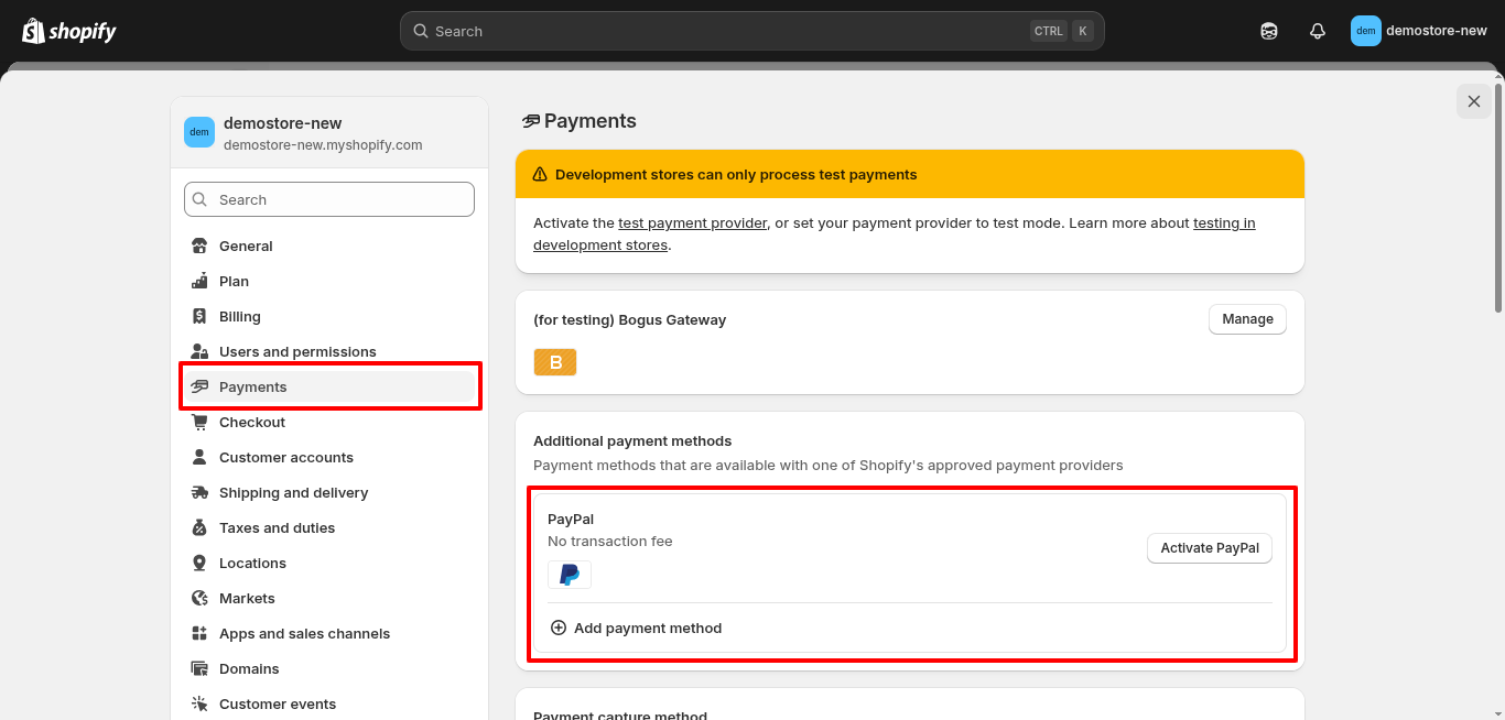 Shopify payments
