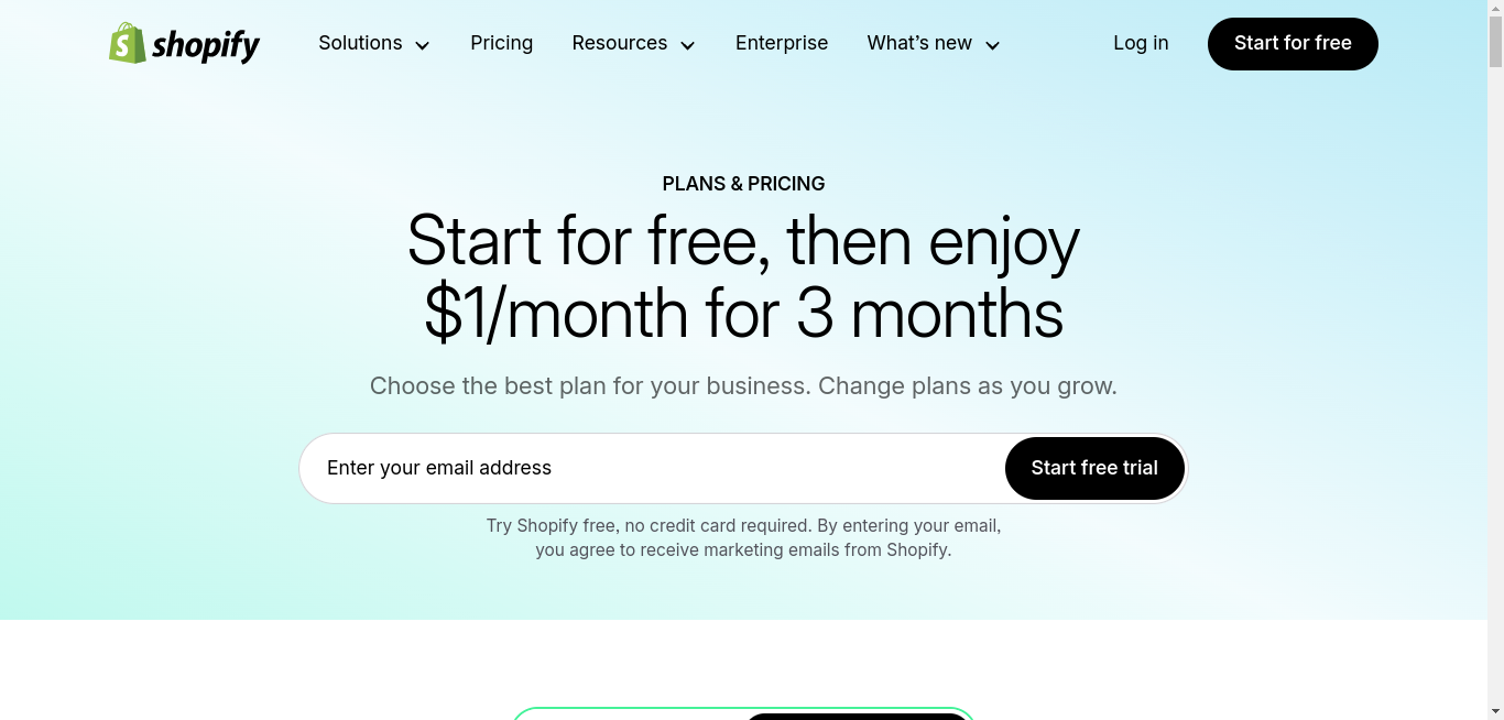 Sign up for a shopify account
