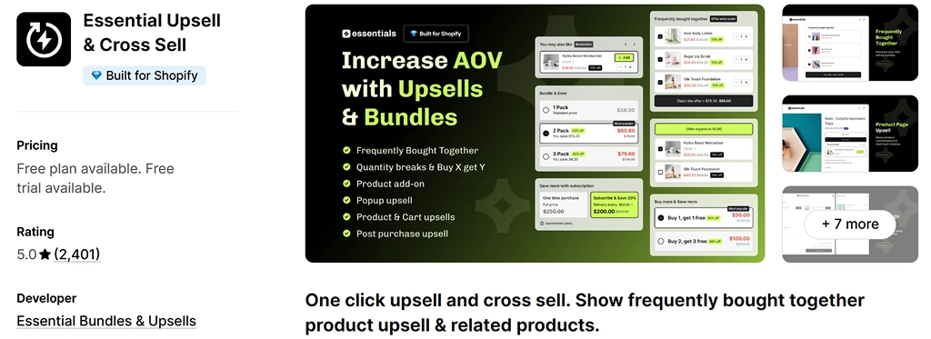 essential upsell cross sell shopify