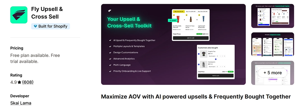 fly upsell cross sell shopify