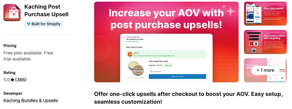 kaching post purchase upsell
