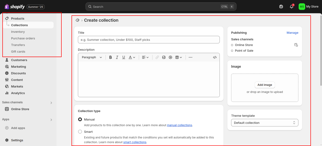 Shopify Navigation and Collections Setup