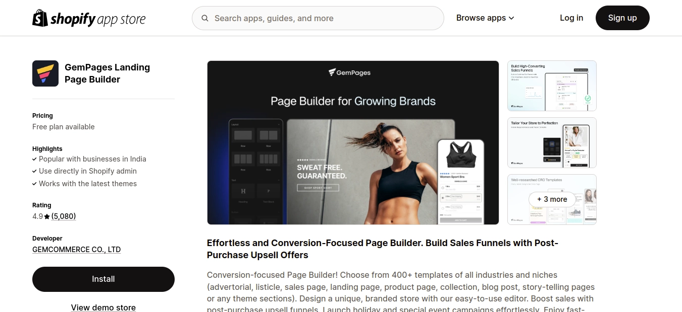 GemPages Landing Page Builder