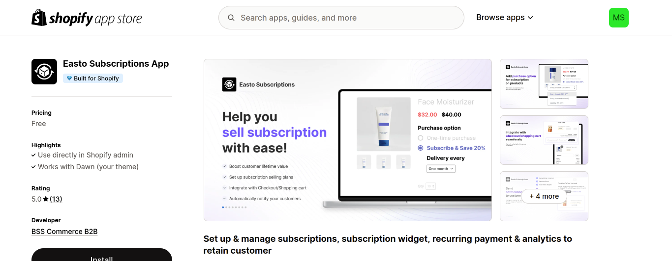 Easto Subscriptions App