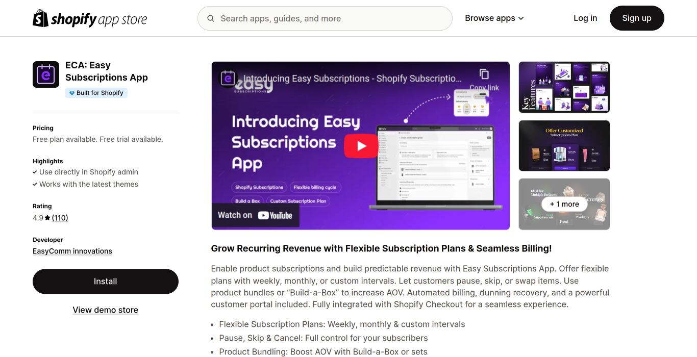 ECA Easy Subscriptions App