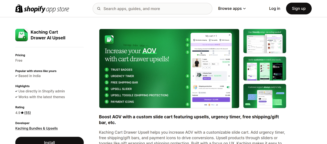 Kaching Cart Drawer AI Upsell