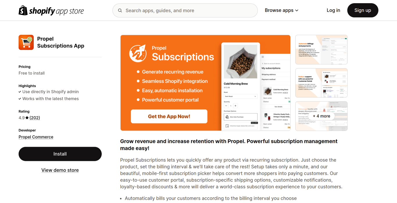 Propel Subscriptions App