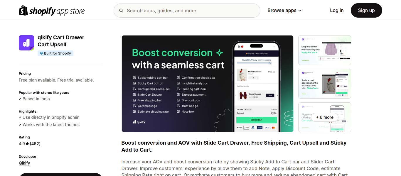 qikify Side Cart Sticky Cart
