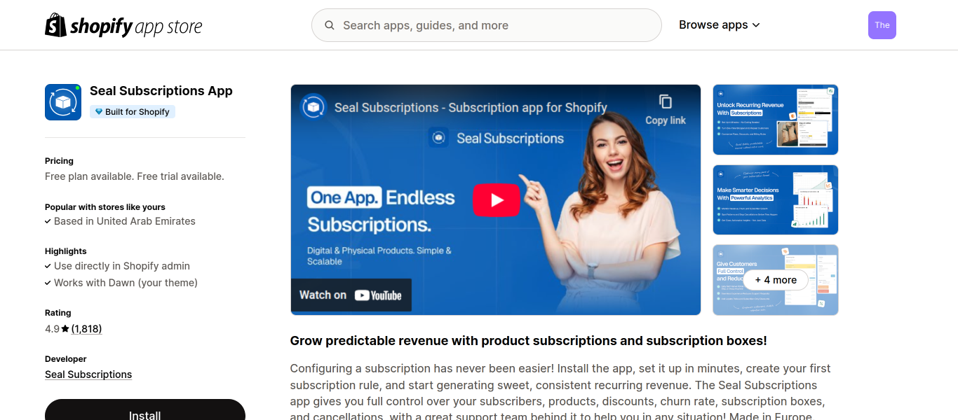 Seal Subscriptions App