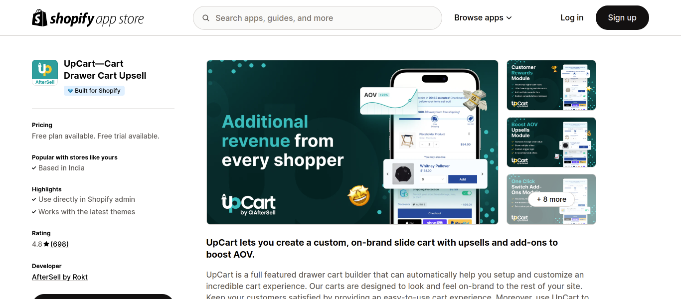 UpCart Cart Drawer Cart Upsell