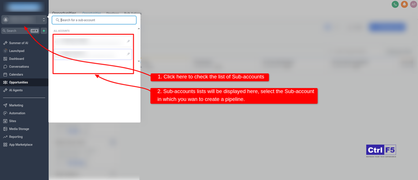 Log-in ghl sub account