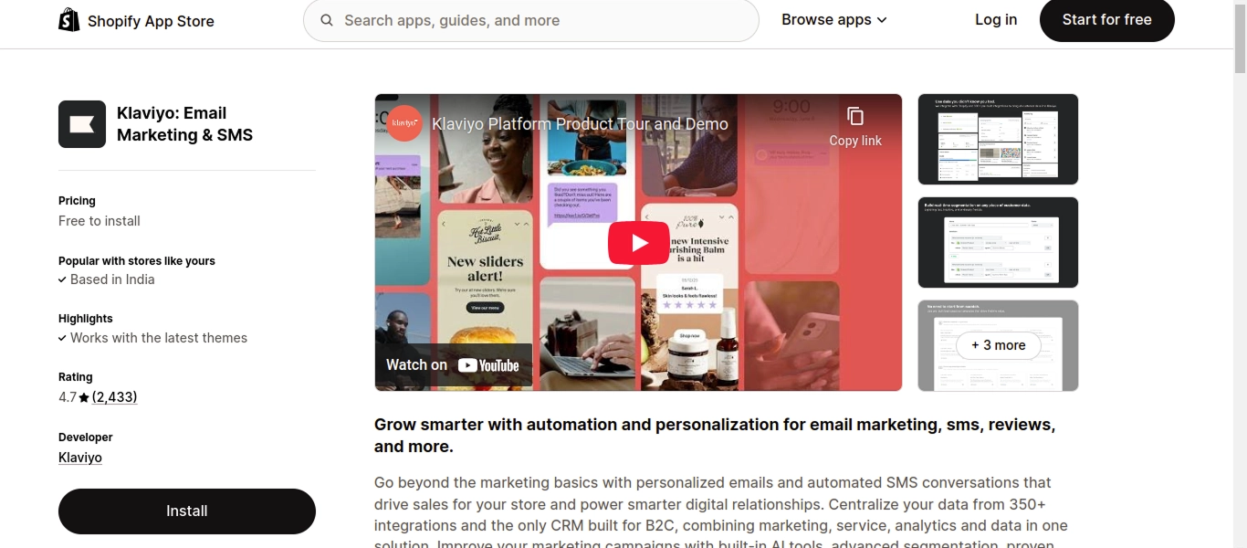 Klaviyo email marketing SMS