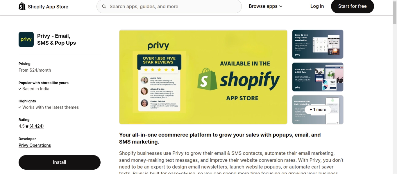 Privy pop ups email & SMS