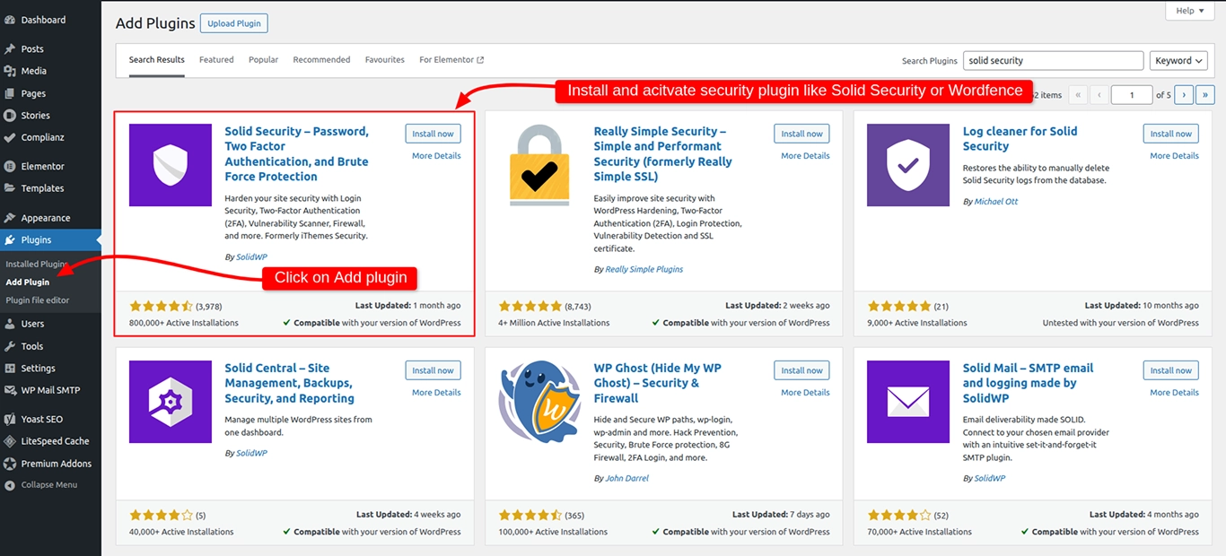 Wordpress security settings