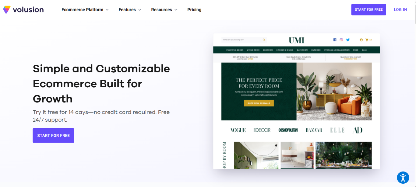 volusion ecommerce store builder