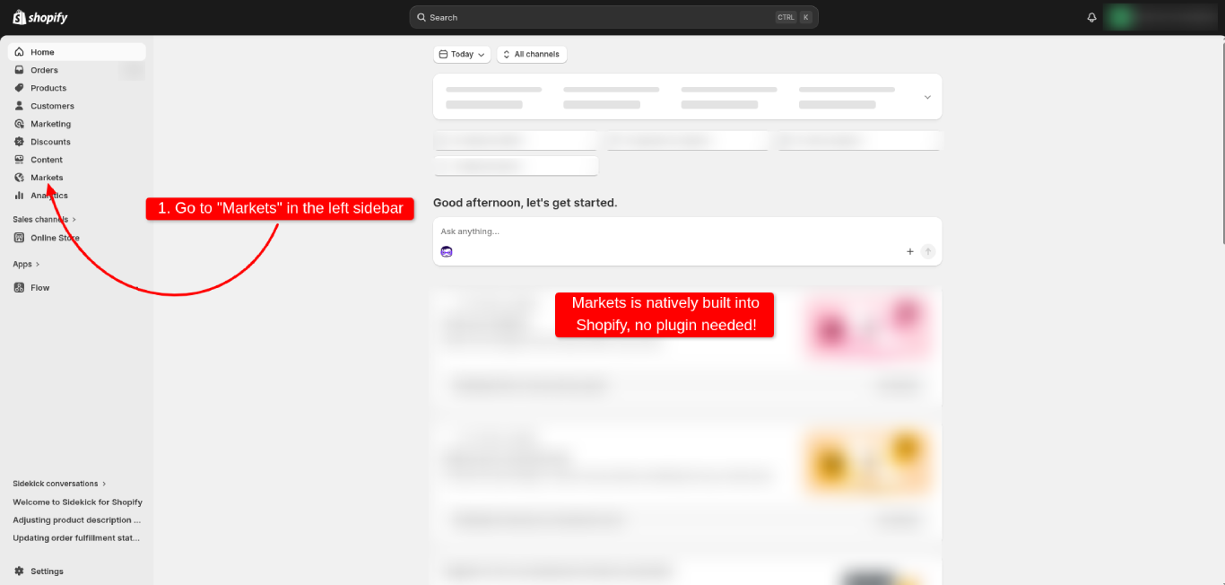 Add new market in Shopify admin