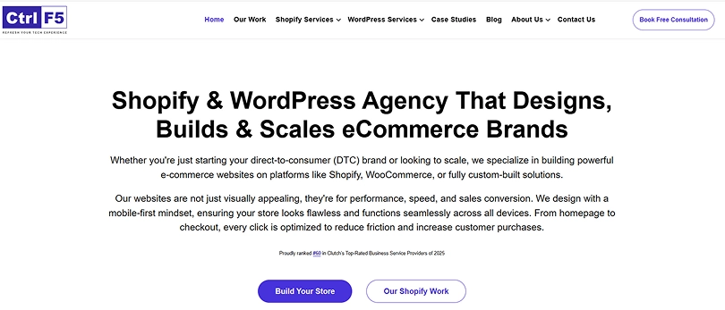 shopify agency usa controlf5 shopify development team