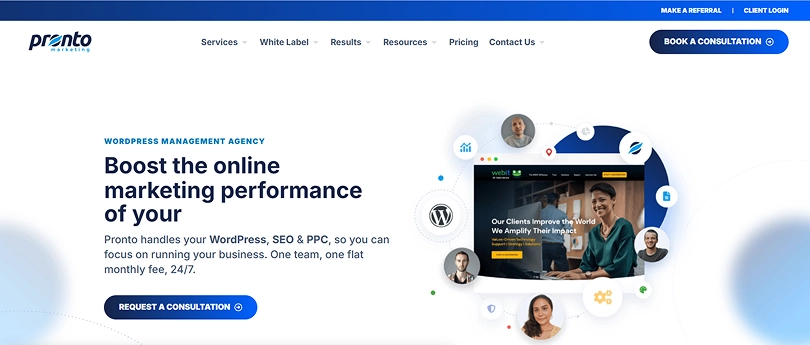 Pronto Marketing white label WordPress agency