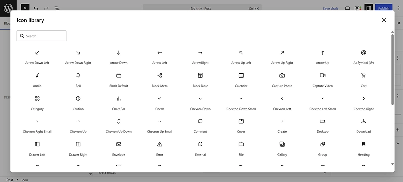 WordPress 7 icon block in the editor